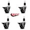 Service Caster 3'' Black Poly Swivel 1-1/2'' Expanding Stem Caster Set with Brake, 4PK SCC-EX20S314-PPUB-BLK-PLB-112-4 - alternate 3